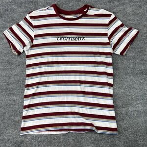 PACSUN Women's Size M‎ Medium T-Shirt Horizontal Lined Red & White "Legitimate"